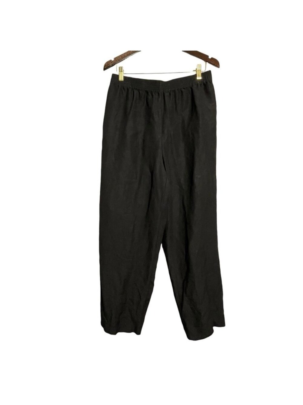 Orvis Linen Pants Women Size 14 Black Elastic Lounge Beach Trousers Chino Casual